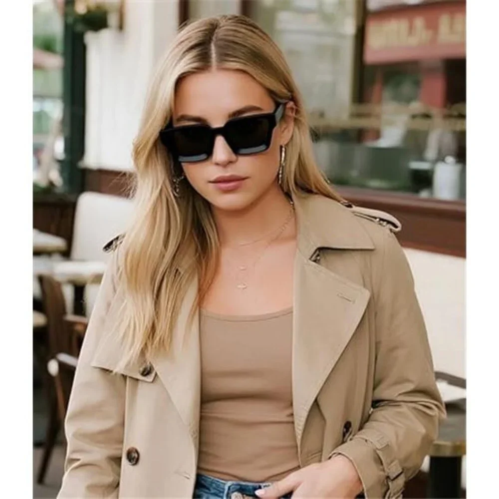 3 Pack Square Sunglasses for Men Women,Thick Frame Sun Glasses Simple